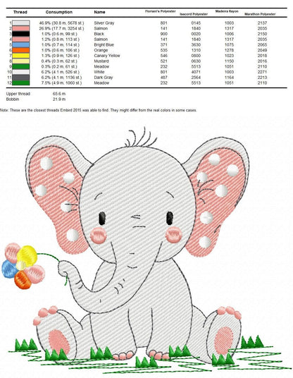 Elephant embroidery designs - Animal embroidery design machine embroidery pattern - Baby girl embroidery file kid embroidery elephant design