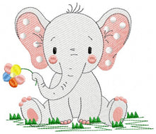 Laden Sie das Bild in den Galerie-Viewer, Elephant embroidery designs -  Animal embroidery design machine embroidery pattern - Baby girl embroidery file - instant download Peace Love
