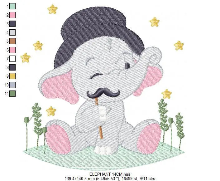 Elephant embroidery designs - Animal embroidery design machine embroidery pattern - Baby Boy embroidery file - kid embroidery Towel pillow Marcia Embroidery