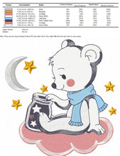 Carica l&#39;immagine nel visualizzatore di Gallery, Bear embroidery designs - Moon embroidery design machine embroidery pattern - Baby Boy embroidery file - Bear with moon and stars  download
