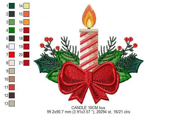 Candle embroidery designs - Christmas Decoration embroidery design machine embroidery pattern - Christmas embroidery file Xmas embroidery Marcia Embroidery