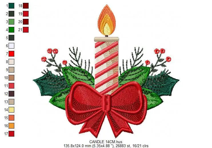 Candle embroidery designs - Christmas Decoration embroidery design machine embroidery pattern - Christmas embroidery file Xmas embroidery Marcia Embroidery