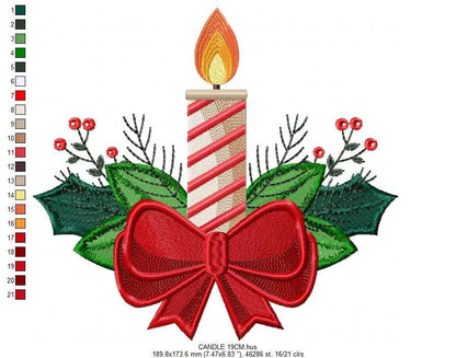 Candle embroidery designs - Christmas Decoration embroidery design machine embroidery pattern - Christmas embroidery file Xmas embroidery Marcia Embroidery