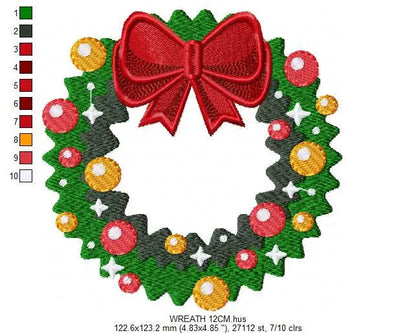 Xmas Wreath embroidery designs - Holly Wreath embroidery design machine embroidery pattern - Christmas Wreath embroidery file download Marcia Embroidery