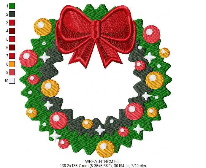 Xmas Wreath embroidery designs - Holly Wreath embroidery design machine embroidery pattern - Christmas Wreath embroidery file download Marcia Embroidery