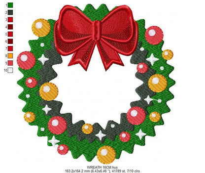 Xmas Wreath embroidery designs - Holly Wreath embroidery design machine embroidery pattern - Christmas Wreath embroidery file download Marcia Embroidery