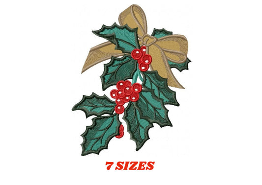 Xmas Mistletoe embroidery designs - Christmas Decoration machine embroidery pattern - Mistletoe file - Instant digital download pes jef dst