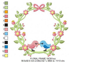 Bird embroidery designs - Birds frame embroidery design machine embroidery pattern - instant download - Floral frame embroidery file flowers