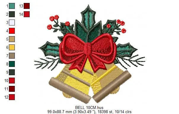 Bell embroidery designs - Xmas embroidery design machine embroidery pattern - Christmas embroidery file Religious embroidery Jingle Bells Marcia Embroidery