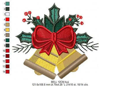 Bell embroidery designs - Xmas embroidery design machine embroidery pattern - Christmas embroidery file Religious embroidery Jingle Bells Marcia Embroidery