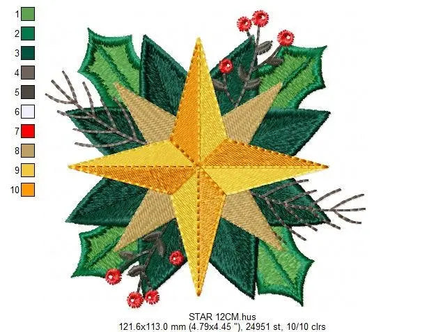 Christmas Star embroidery designs - Xmas Flower embroidery design machine embroidery pattern - Christmas embroidery file Poinsettia Marcia Embroidery