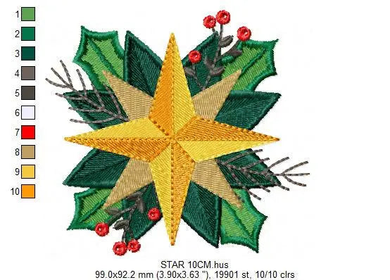 Christmas Star embroidery designs - Xmas Flower embroidery design machine embroidery pattern - Christmas embroidery file Poinsettia Marcia Embroidery
