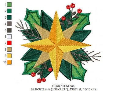 Christmas Star embroidery designs - Xmas Flower embroidery design machine embroidery pattern - Christmas embroidery file Poinsettia Marcia Embroidery
