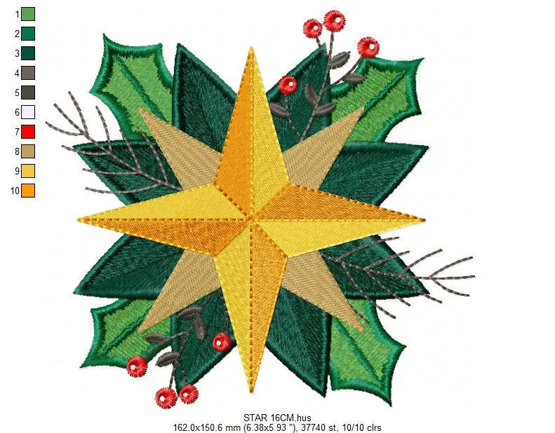 Christmas Star embroidery designs - Xmas Flower embroidery design machine embroidery pattern - Christmas embroidery file Poinsettia Marcia Embroidery