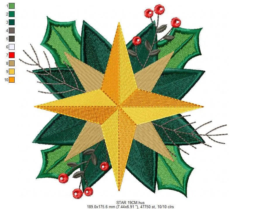 Christmas Star embroidery designs - Xmas Flower embroidery design machine embroidery pattern - Christmas embroidery file Poinsettia Marcia Embroidery