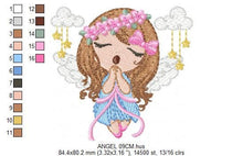 Load image into Gallery viewer, Angel embroidery designs - Baby girl embroidery design machine embroidery pattern - girl with clouds embroidery file - instant download
