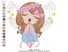 Load image into Gallery viewer, Angel embroidery designs - Baby girl embroidery design machine embroidery pattern - girl with clouds embroidery file - instant download
