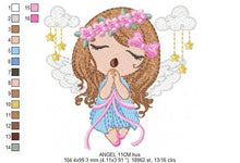 Load image into Gallery viewer, Angel embroidery designs - Baby girl embroidery design machine embroidery pattern - girl with clouds embroidery file - instant download
