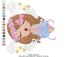 Load image into Gallery viewer, Angel embroidery designs - Baby girl embroidery design machine embroidery pattern - girl with clouds embroidery file - instant download
