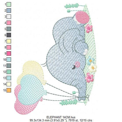 Elephant embroidery designs - Animal embroidery design machine embroidery pattern - Baby boy embroidery file - kid embroidery Towel pillow