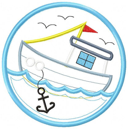 Boat embroidery designs - Sailboat applique machine embroidery pattern - Baby boy Nautical file - Boat applique design - Instant download