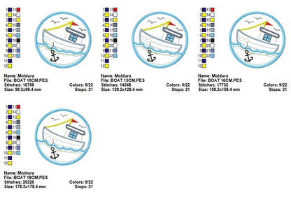 Boat embroidery designs - Sailboat applique machine embroidery pattern - Baby boy Nautical file - Boat applique design - Instant download