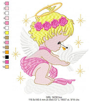 Load image into Gallery viewer, Angel embroidery designs - Girl embroidery design machine embroidery pattern - Boy embroidery file - Angel design instant download file
