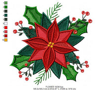 Charger l&#39;image dans la galerie, Christmas Poinsettia embroidery designs - Xmas Flower embroidery design machine embroidery pattern - Christmas embroidery file Red Flower
