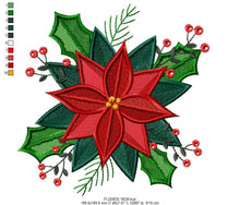 Charger l&#39;image dans la galerie, Christmas Poinsettia embroidery designs - Xmas Flower embroidery design machine embroidery pattern - Christmas embroidery file Red Flower
