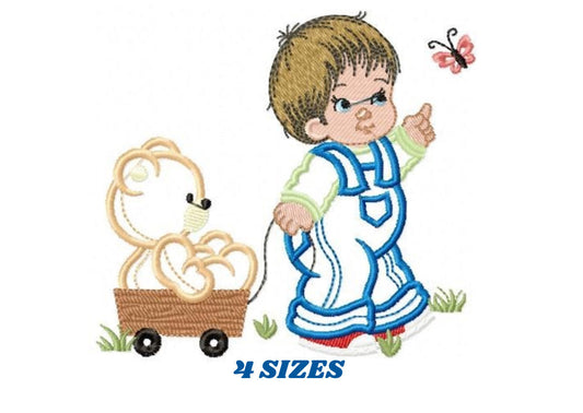 Teddy Bear embroidery designs - Bear with baby boy embroidery design machine embroidery pattern - Bear applique design nursery embroidery