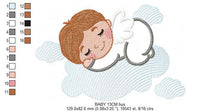 Load image into Gallery viewer, Baby boy embroidery designs - Baby with clouds embroidery design machine embroidery pattern - Angel embroidery file - Sleeping boy rainbow
