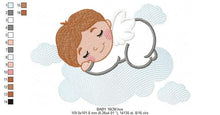 Load image into Gallery viewer, Baby boy embroidery designs - Baby with clouds embroidery design machine embroidery pattern - Angel embroidery file - Sleeping boy rainbow
