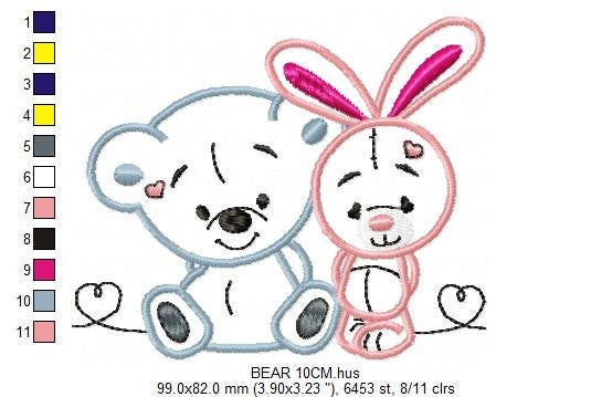 Animals embroidery designs - Bear embroidery design machine embroidery pattern - rabbit embroidery file - Bunny embroidery applique design