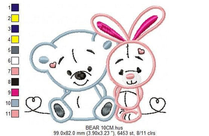 Animals embroidery designs - Bear embroidery design machine embroidery pattern - rabbit embroidery file - Bunny embroidery applique design