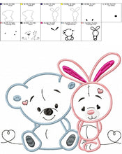 Carica l&#39;immagine nel visualizzatore di Gallery, Animals embroidery designs - Bear embroidery design machine embroidery pattern - rabbit embroidery file - Bunny embroidery applique design
