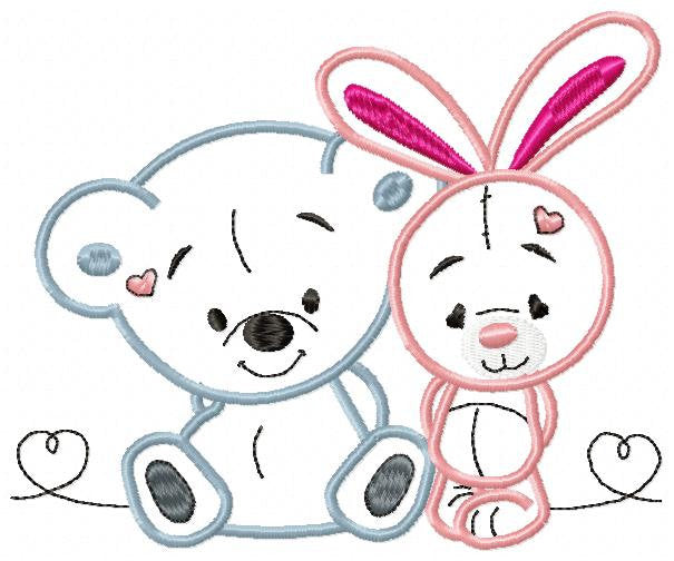 Animals embroidery designs - Bear embroidery design machine embroidery pattern - rabbit embroidery file - Bunny embroidery applique design