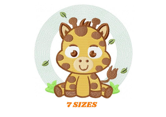 Baby Boy Giraffe embroidery design - Safari Wild Animal machine embroidery pattern - Baby boy embroidery file - Instant download pes jef