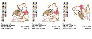 Teddy Bear embroidery designs - Bear with baby girl embroidery design machine embroidery pattern - Bear applique design nursery embroidery