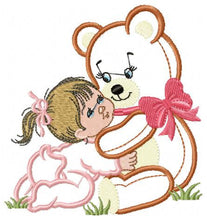 Laden Sie das Bild in den Galerie-Viewer, Teddy Bear embroidery designs - Bear with baby girl embroidery design machine embroidery pattern - Bear applique design nursery embroidery

