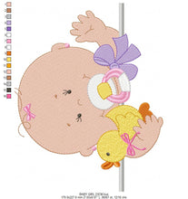 Carica l&#39;immagine nel visualizzatore di Gallery, Baby girl with pacifier embroidery designs - Toddler embroidery design machine embroidery pattern file - Towel nursery - instant download
