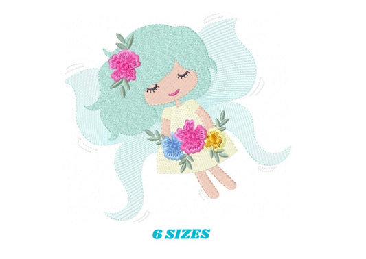 Fairy embroidery designs - Baby girl embroidery design machine embroidery pattern - Fantasy Pixie embroidery file - instant digital download