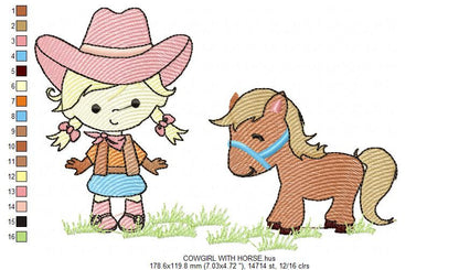 Farm embroidery designs - Cowboy embroidery design machine embroidery pattern - Cowgirl embroidery file - cow horse embroidery barn animals