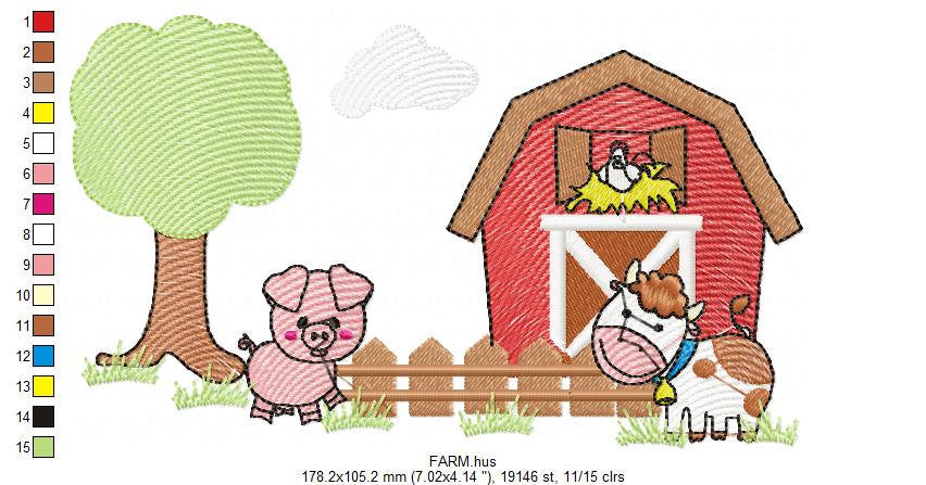 Farm embroidery designs - Cowboy embroidery design machine embroidery pattern - Cowgirl embroidery file - cow horse embroidery barn animals