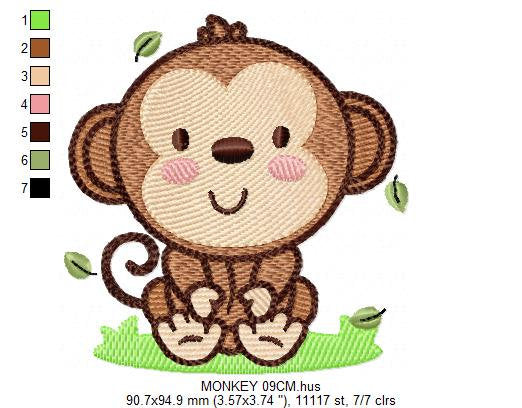 Safari embroidery designs - Monkey embroidery design machine embroidery pattern - Animal embroidery file - baby boy embroidery zoo animals