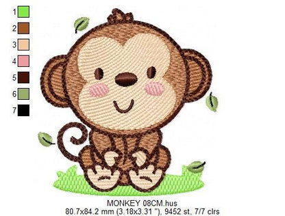 Safari embroidery designs - Monkey embroidery design machine embroidery pattern - Animal embroidery file - baby boy embroidery zoo animals