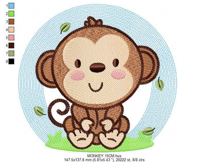 Safari embroidery designs - Monkey embroidery design machine embroidery pattern - Animal embroidery file - baby boy embroidery zoo animals
