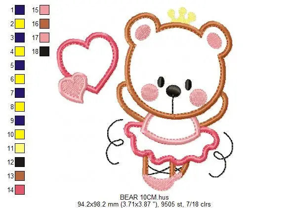 Bear embroidery designs - Ballerina embroidery design machine embroidery pattern - Ballet embroidery file - girl embroidery bear applique Marcia Embroidery