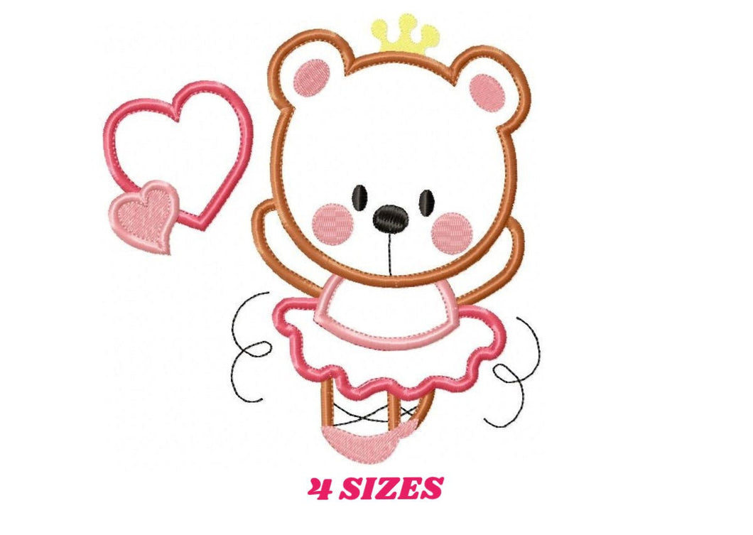 Bear embroidery designs - Ballerina embroidery design machine embroidery pattern - Ballet embroidery file - girl embroidery bear applique