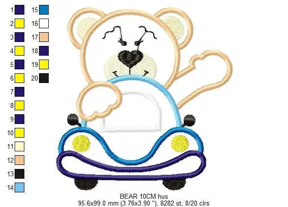 Bear with car embroidery designs - Bear embroidery design machine embroidery pattern - Baby boy embroidery file - instant download Driver Marcia Embroidery