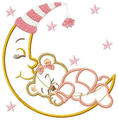 Bear embroidery designs - Moon embroidery design machine embroidery pattern - Bear applique design - Baby girl embroidery file digital file Marcia Embroidery